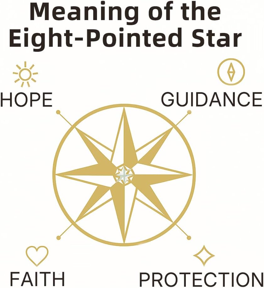 Miss mimi North Star Compass Necklace, 18K Gold Plated, Synthetic Malachite or Mother of Pearl Inlay, Adjustable 15.75+2.75 in Layering Pendant, Dainty Celestial Lucky Talisman Jewelry