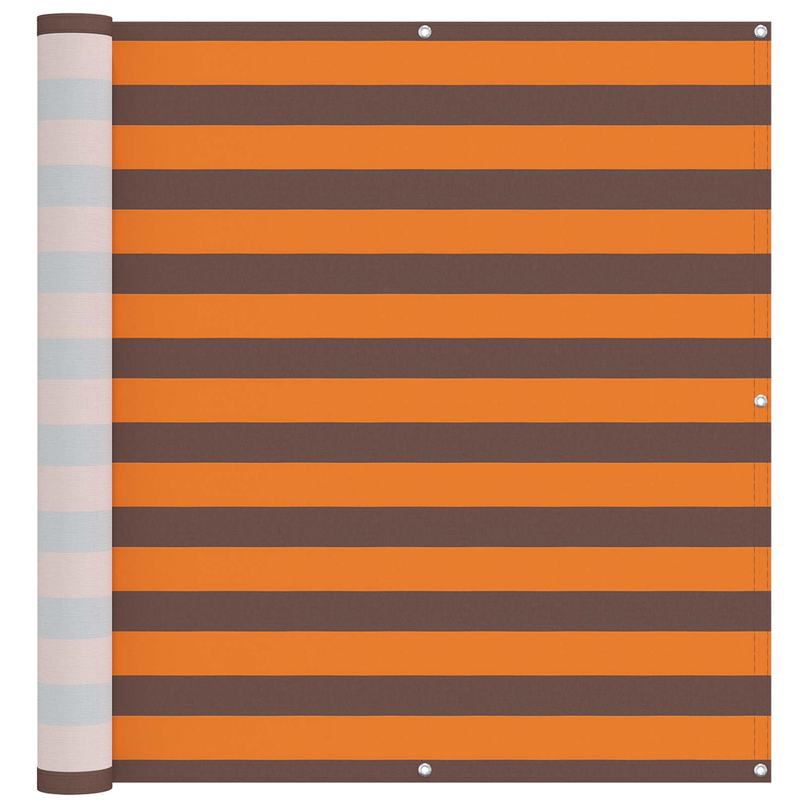 vidaXL Balcony Screen Orange and Brown 110 x 300 cm Oxford Fabric, Balcony Shade Solution, Modern Striped Umbrella, UV-Resistant, Water-Resistant, Durable Terrace Sun Cover for Outdoor Spaces