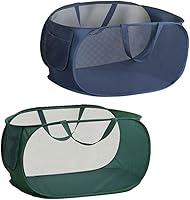 Vista 20 de 4 Piezas Cesta de Lavandería Desmontable con Malla y Mangos Duraderos, Cestas de Lavandería Plegables, Cesta de Ropa Plegable para Dormitorio Azul