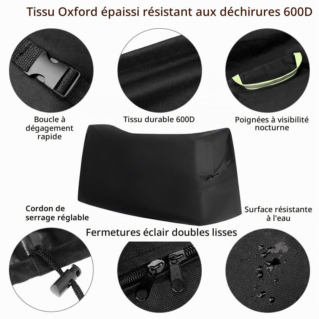 QWORK® Housse de vélo pour Transport, Housse de Protection pour vélo Tissu Oxford 600D, bache Velo avec Corde de Fixation, pour Transporter 2 vélos