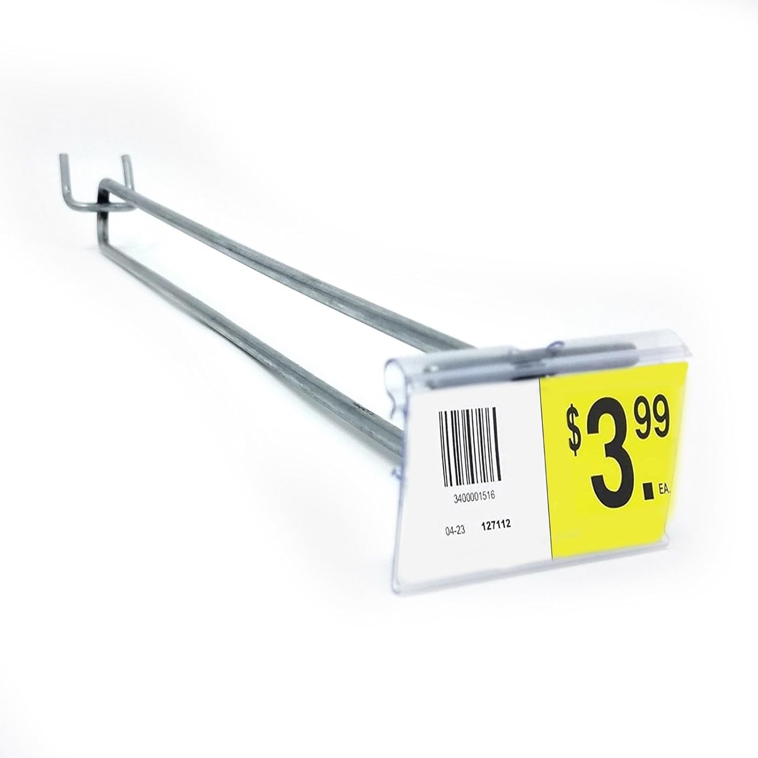 Pegboard Scanner Hooks with 2.5" L X 1.25" H Flip Up Scan Plates, 11" D, Zinc, 50 Pack