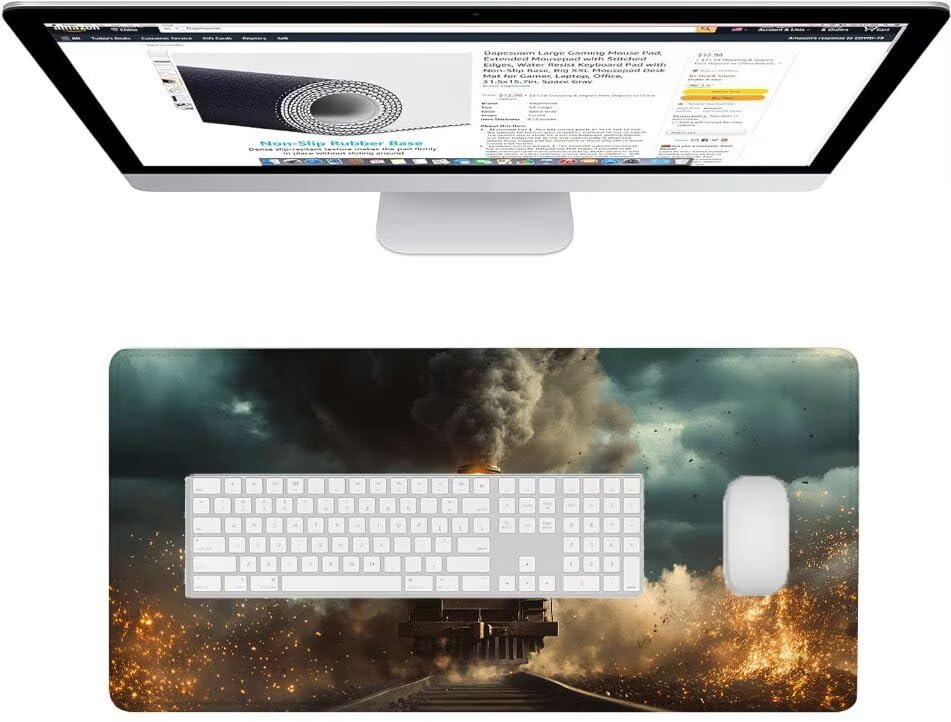 Mouse pad grande gaming con base antideslizante y bordes cosidos para un control preciso 3