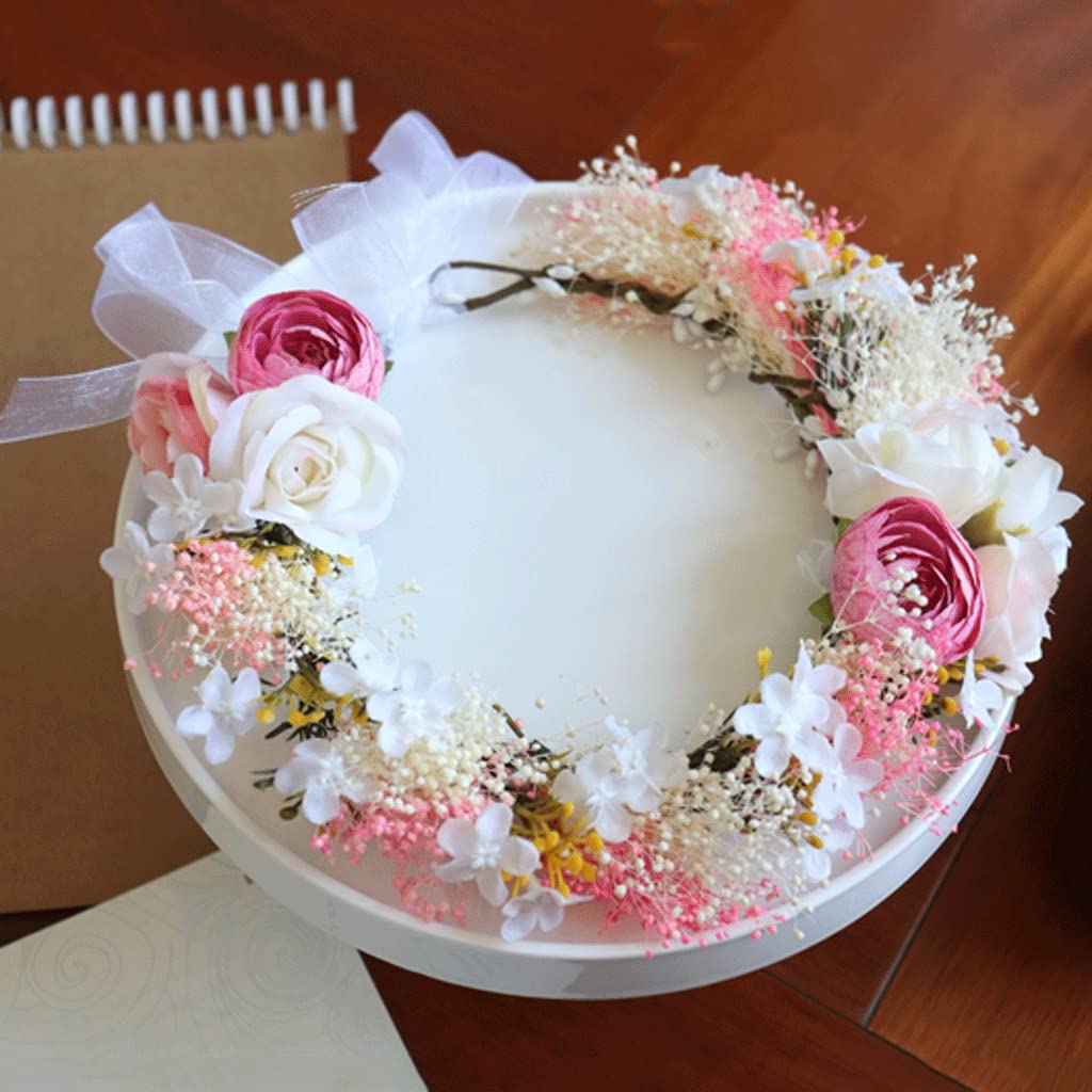 IANSHFKN Bride Wedding Hair Hoop Bridesmaid Dried Flower Garland Seaside Holiday Headdress Accessories