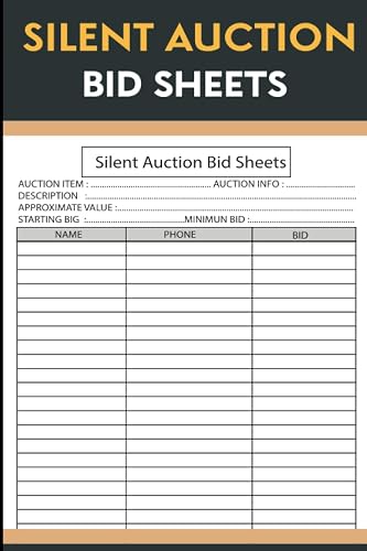 Silent Auction Bid Sheets: Charity Auction Bid Forms Tracker |