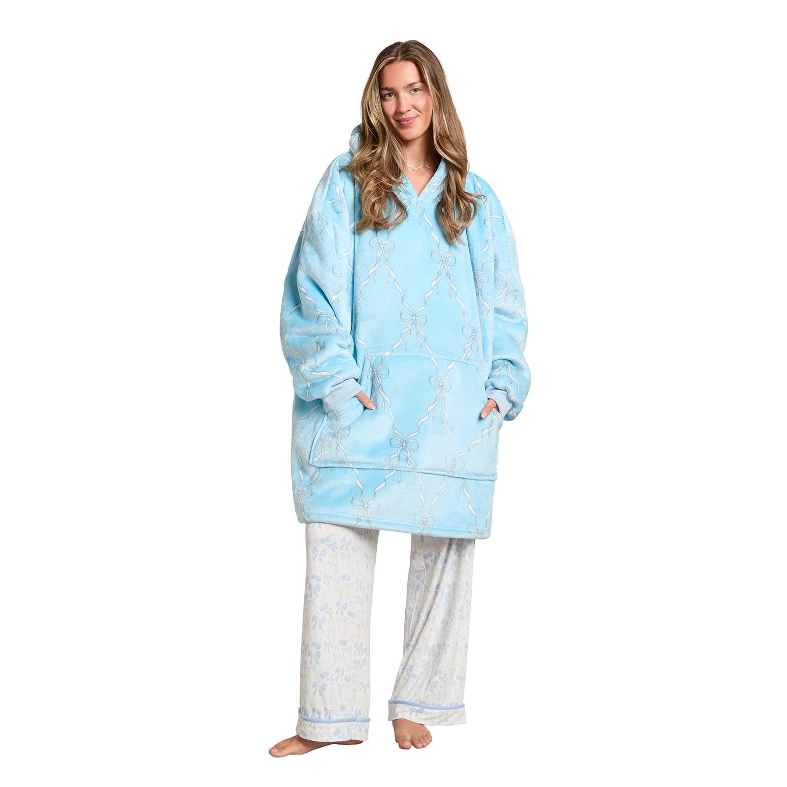 OHS Football Print Blanket Hoodie Sherpa Fleece Oversized Hoodie Men, Grey