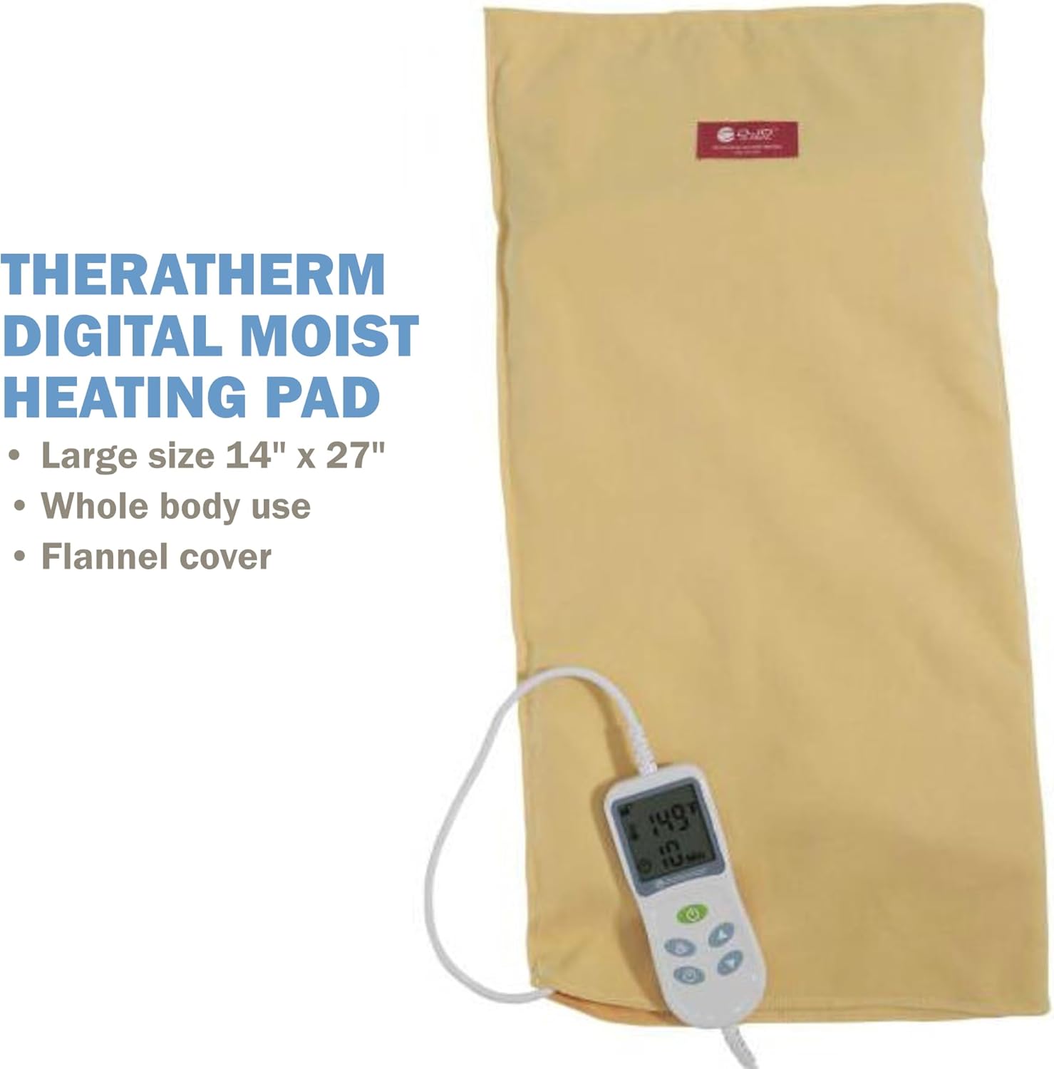 Chattanooga TheraTherm Digital Moist Heating Pad for Temporary Pain Relief, Standard Size 14" x 27", with a Lumintrail Drawstring Bag