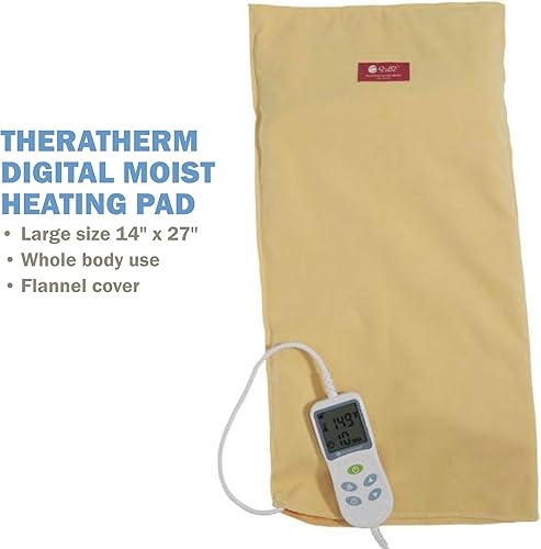Miniatura 3 de Chattanooga TheraTherm - Almohadilla térmica digital húmeda para alivio temporal del dolor, tamaño estándar de 14 x 27 pulgadas, con una bolsa de