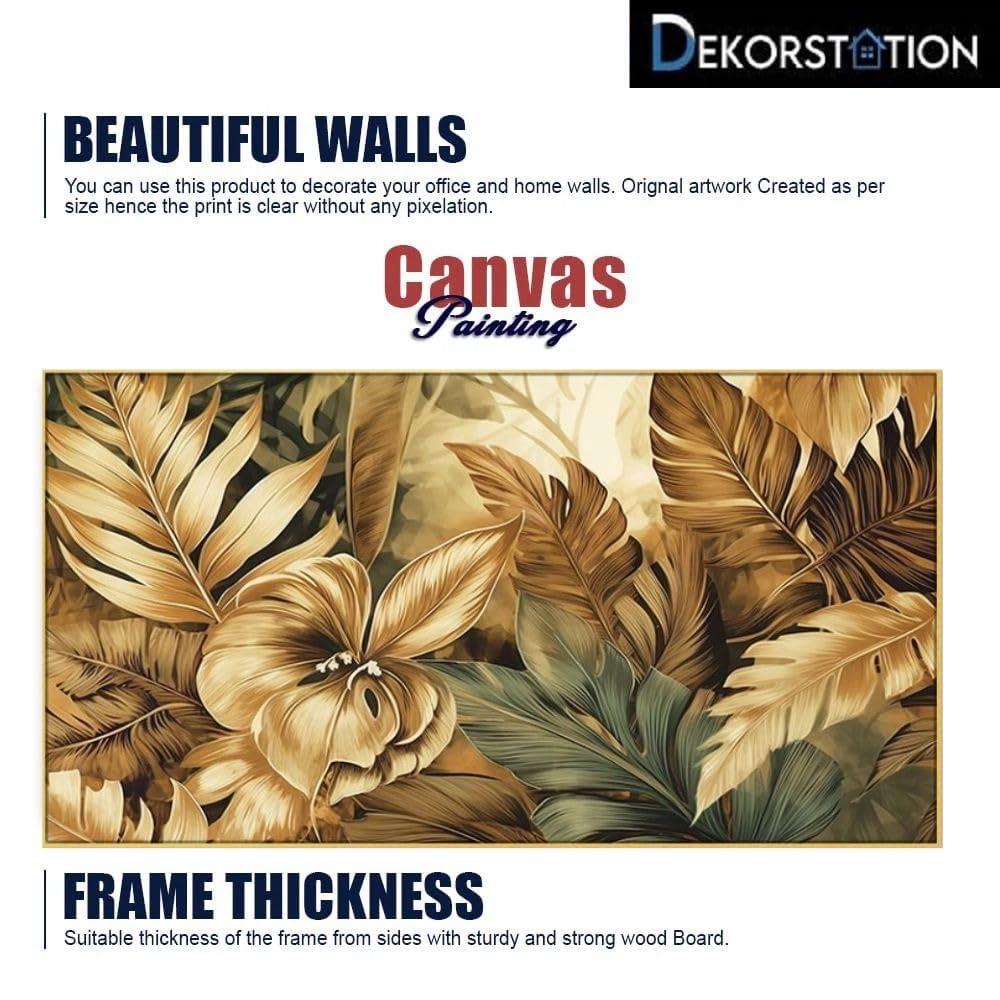 DEKORSTATION Canvas Painting for Wall Decoration Art Prints Golden Leaf Printed Floating Frame Wall Paintings for Home and Office DΓ©cor Size : 12x18 Inches 3