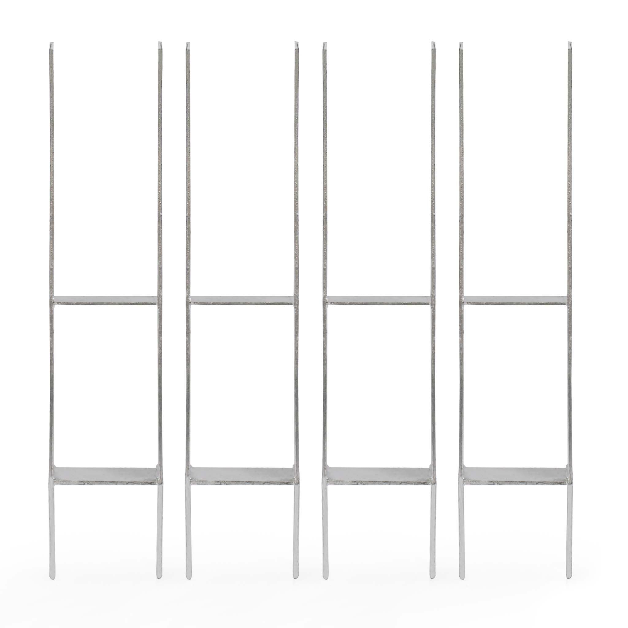 XPOtool Supporto per pali zincato a caldo 91 x 600 mm 4 pezzi, staffa portapalo a H in acciaio al carbonio, fissaggio pali con fori M10 x 140, porta palo con 4 rinforzi