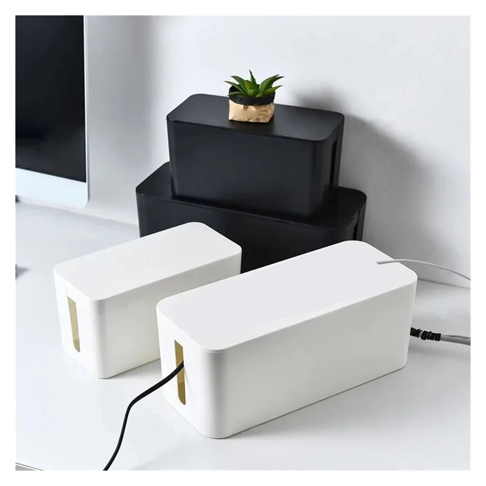 HIZON Caja de Almacenamiento de Cables, Placa de alimentación, gestión de Cables, Tira de Enchufe, Caja for Cables, Cargador, Organizador de Enchufe, contenedor de Red(L2)