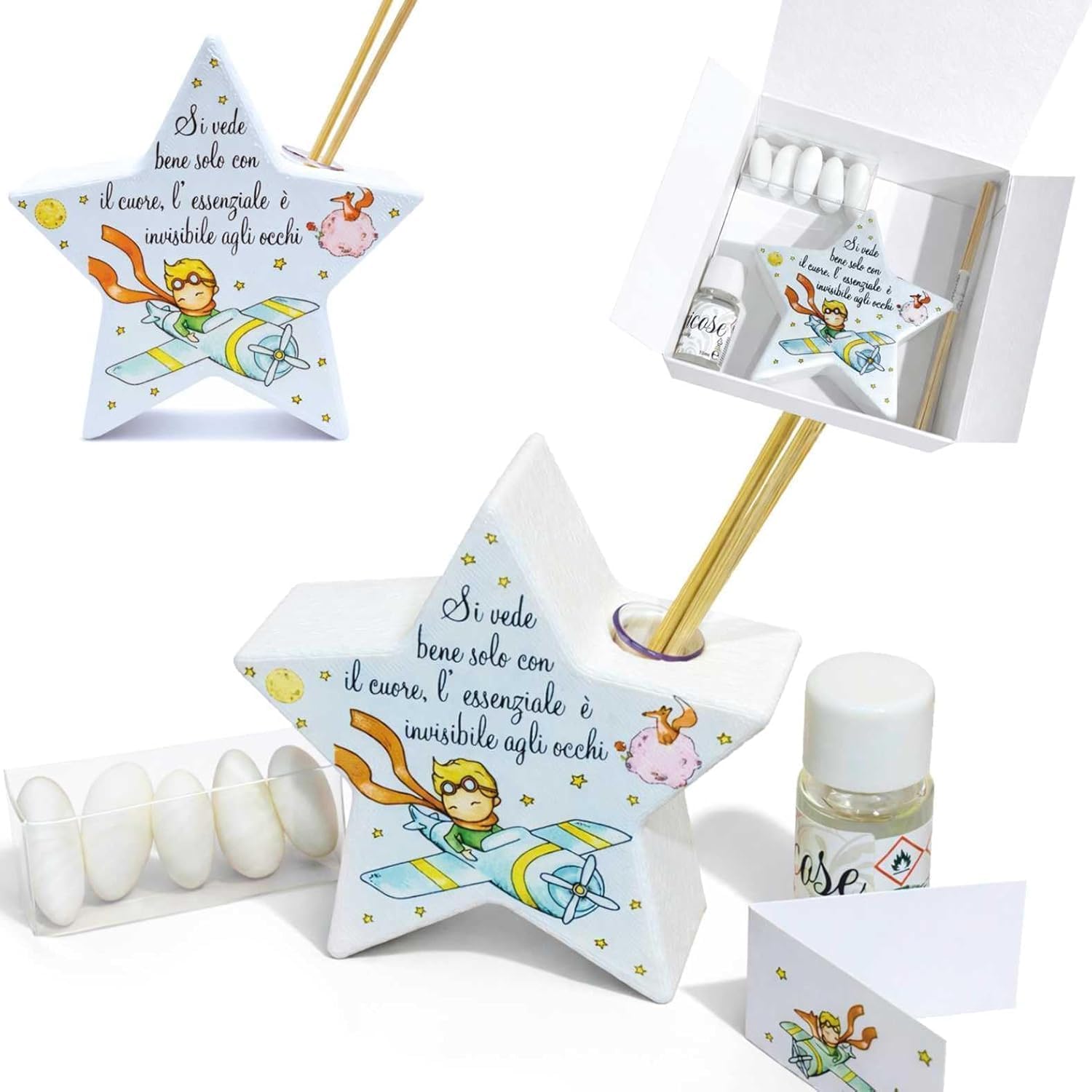 Set 10 Bomboniere Piccolo Principe con Elegante Scatola da Regalo per Cerimonie, Party e Gadget