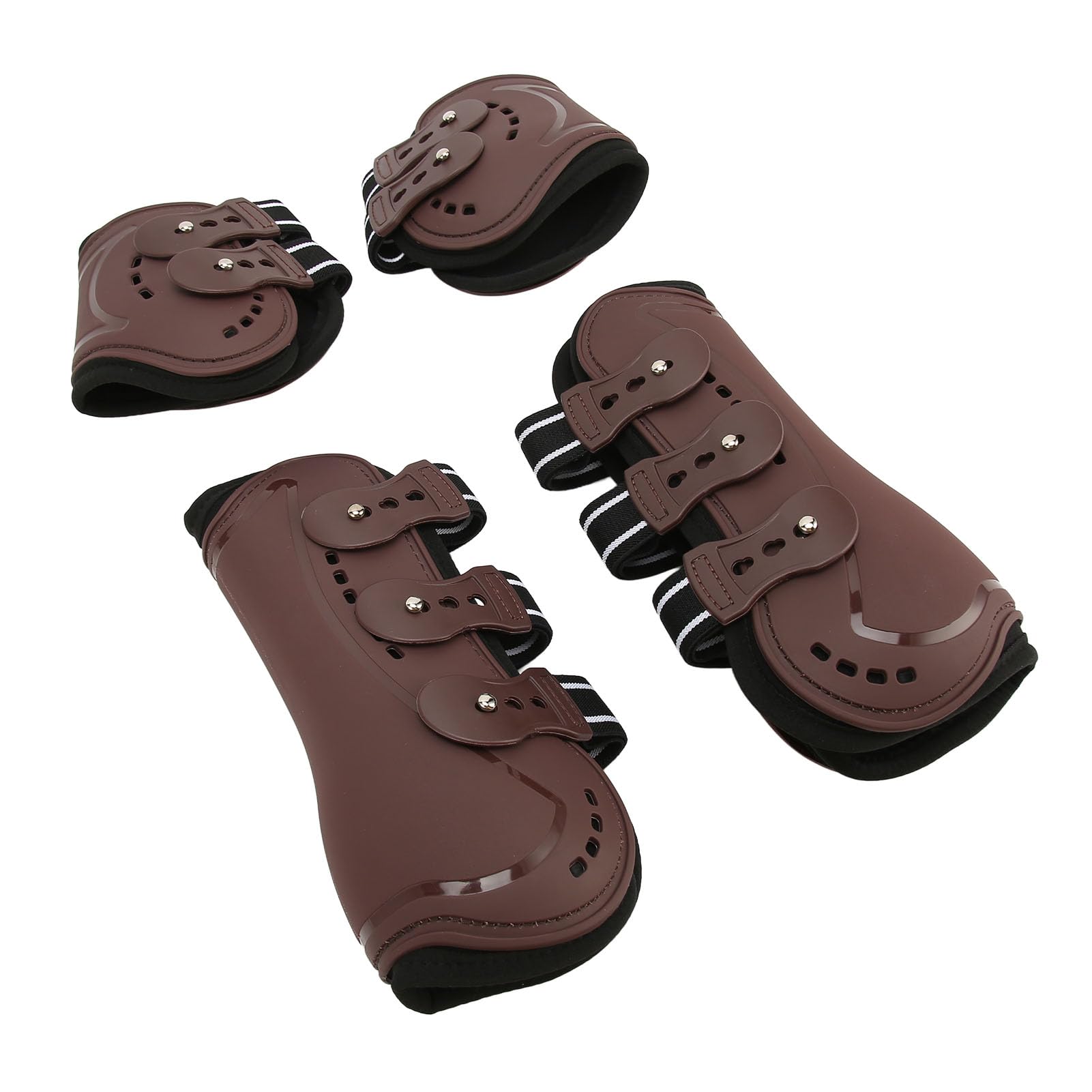 Stivali Leggeri Regolabili per Assorbimento degli Urti con Protezione per Le Gambe del Cavallo per Equitazione da Salto, 4 unità, Neoprene PU