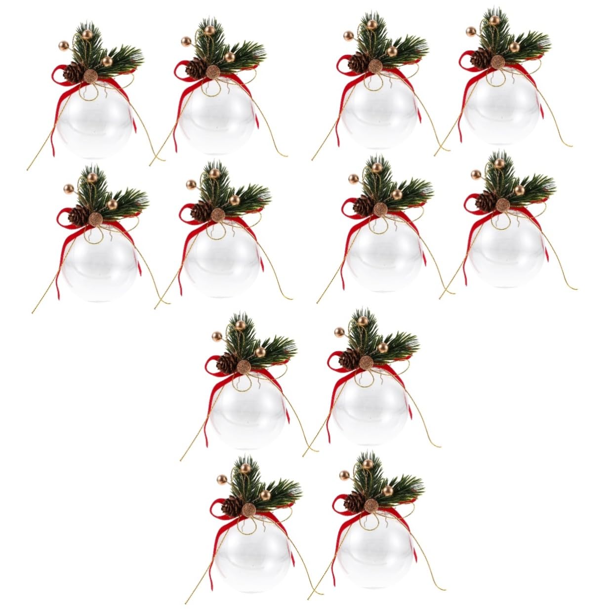 Ornements boule de Noël néon Zerodeko et pendentif arbre en plastique transparent clair