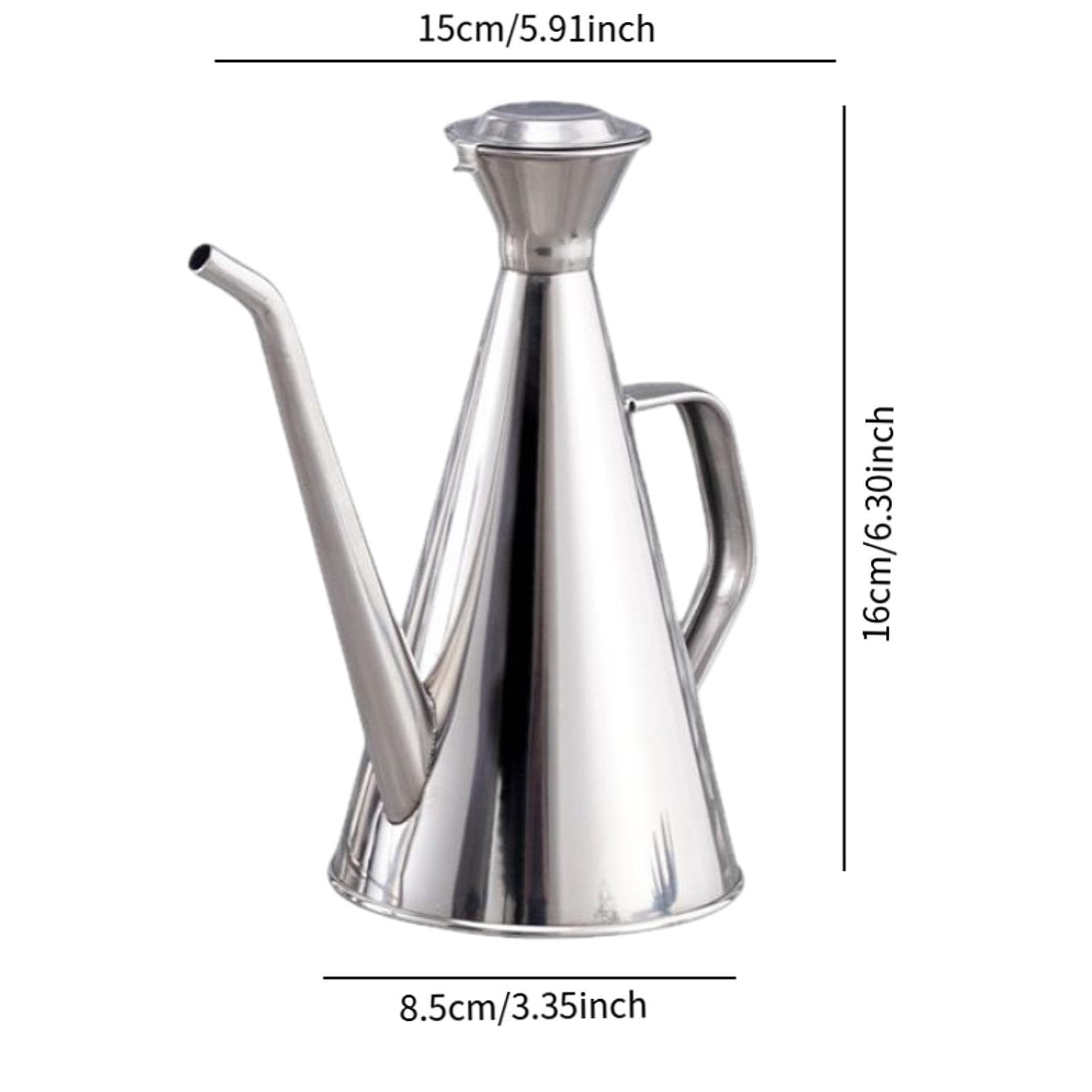 Homyl Aceitera Recipiente de Acero Inoxidable Bote para Almacenamiento de Aceite Dispensador de Líquidos Envase de Vinagre con Tapa Resistente a La Oxidació, 0.25 litros