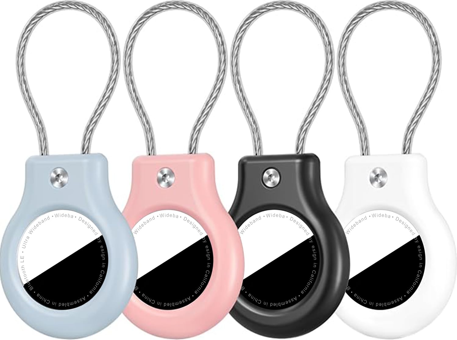 4 Pack for AirTag Holder with Cable Wire TNSNK Anti-Lost Secure Keychain for Apple AirTag Shockproof Case for Keys Luggage Backpacks Pets, No Signal &