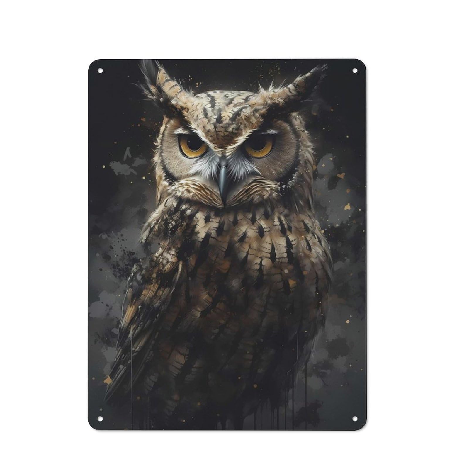 Vintage Tin Sign 40x30cm Featuring Owl Enchanted Isle, Industrial Wall Art for Garage, Workshop, Shed Or Utility Room
