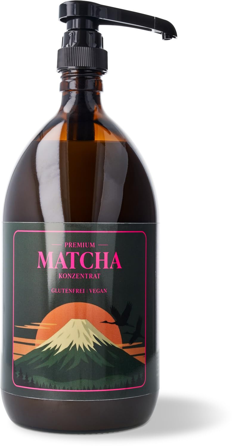 Rowdy - Matcha Konzentrat 1L mit Dosierpumpe I Matcha Latte fertig in 10 Sekunden | ~80 Portionen | Für Matcha Latte, Iced Matcha & Smoothies | Vegan Grüntee Getränkekonzentrat I sofort trinkfertig