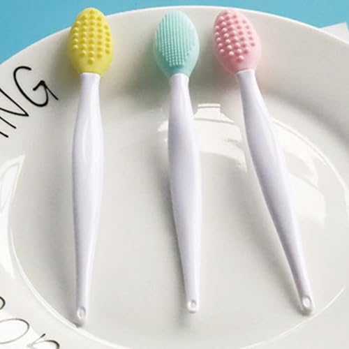 Miniatura 3 de Cepillo de nariz dúplex lateral para eliminar puntos negros, gel de sílice, maquillaje nasal, agarre largo, utensilio de limpieza para puntos