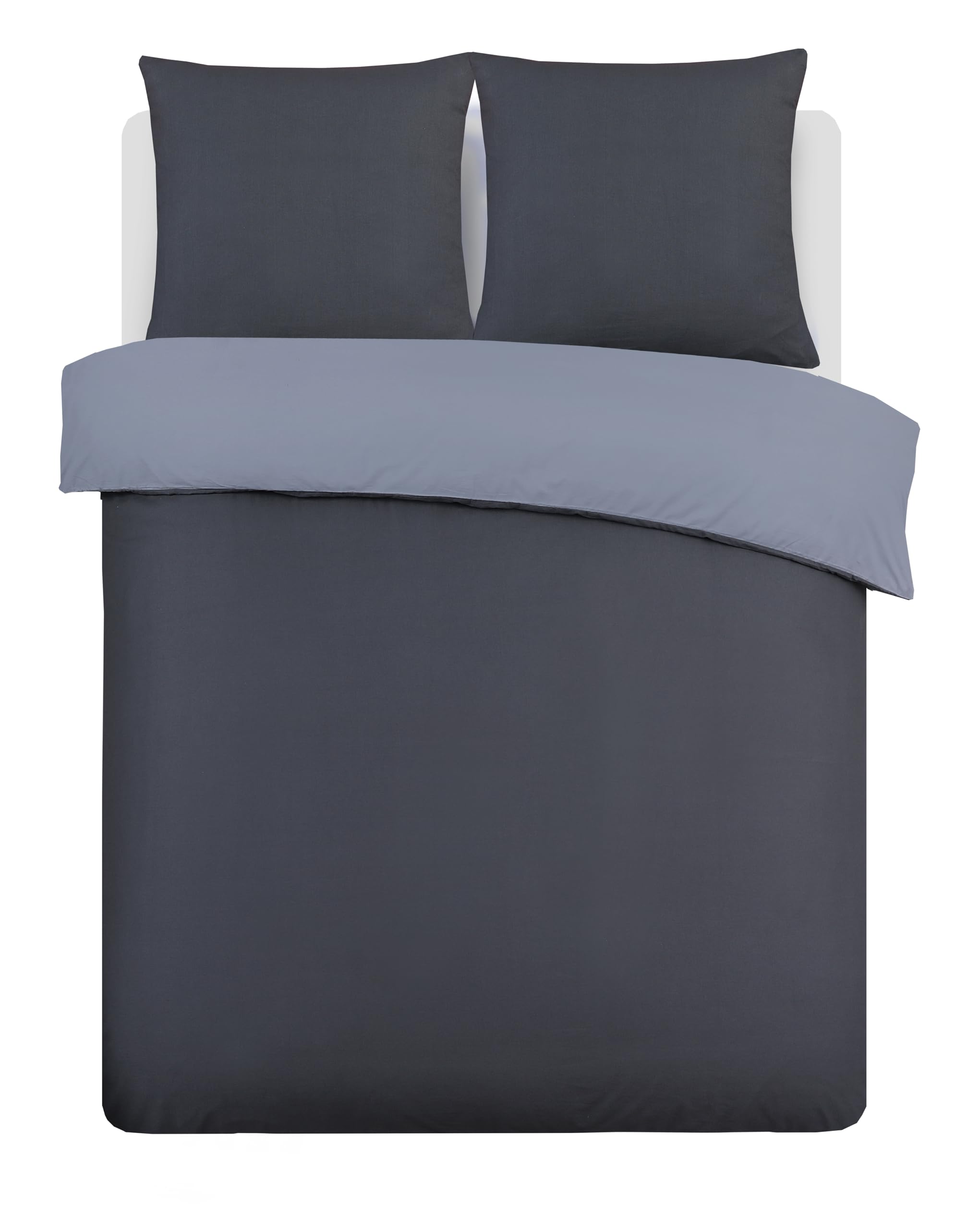 VISION Parure Copripiumino Reversibile 100% Cotone – Grigio Antracite | 1 Copripiumino (155×220 cm) + 2 Federe (80×80 cm) | 57 Fili/cm² | Morbido e Confortevole | Certificato Oeko-Tex