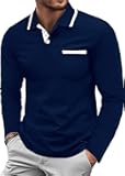Men's Polo Shirts Cotton Short Long Sleeve Polo T-Shirt Classic Casual Soft Golf Tee Shirts with Pocket