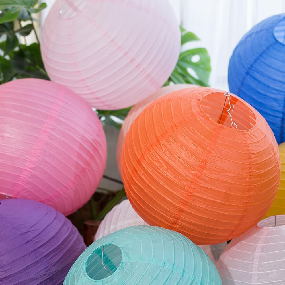 Chinese Japanese Style Paper Lanterns, Set of 16 (Gold, 10 inches)