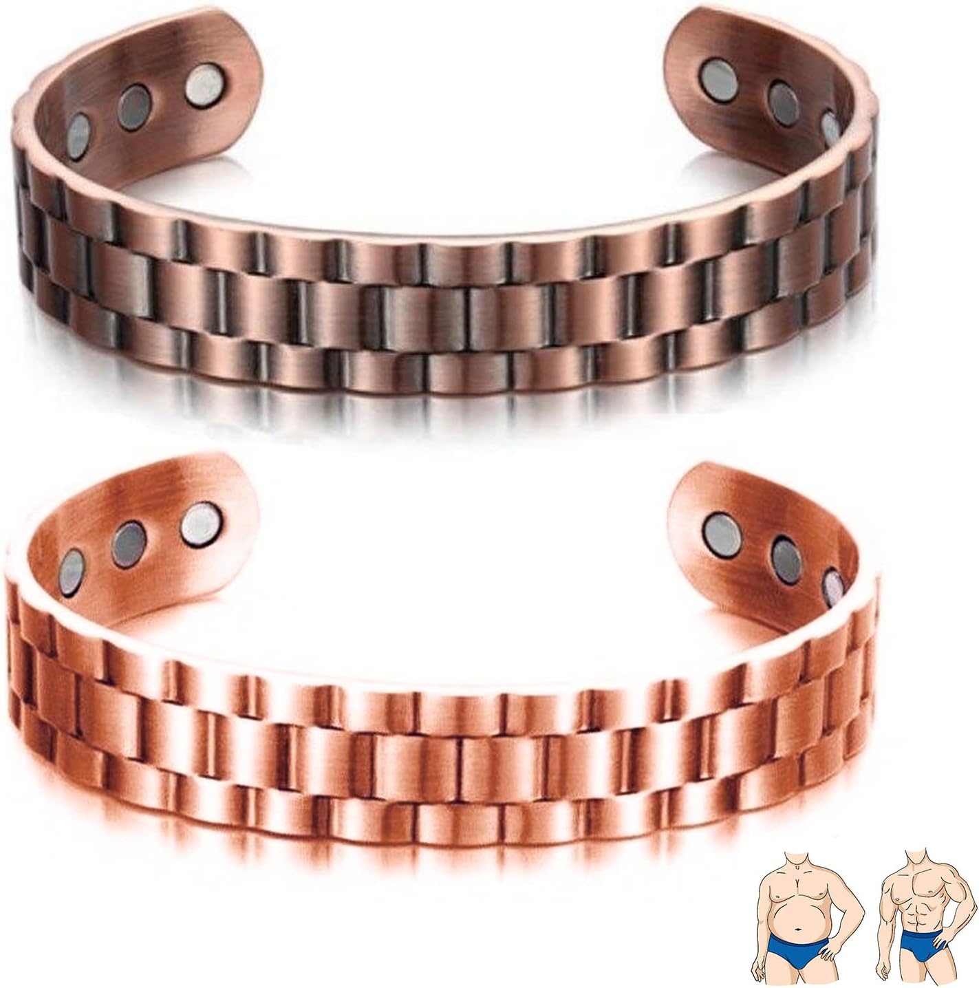 YANCHUN 2 Pcs Copperheal Sugardown Therapeutic Bracelets Therapeutic Copper Bracelet Adjustable Magnetic Therapy Bracelet Opening Bracelets for Women and Men, Zinc, other