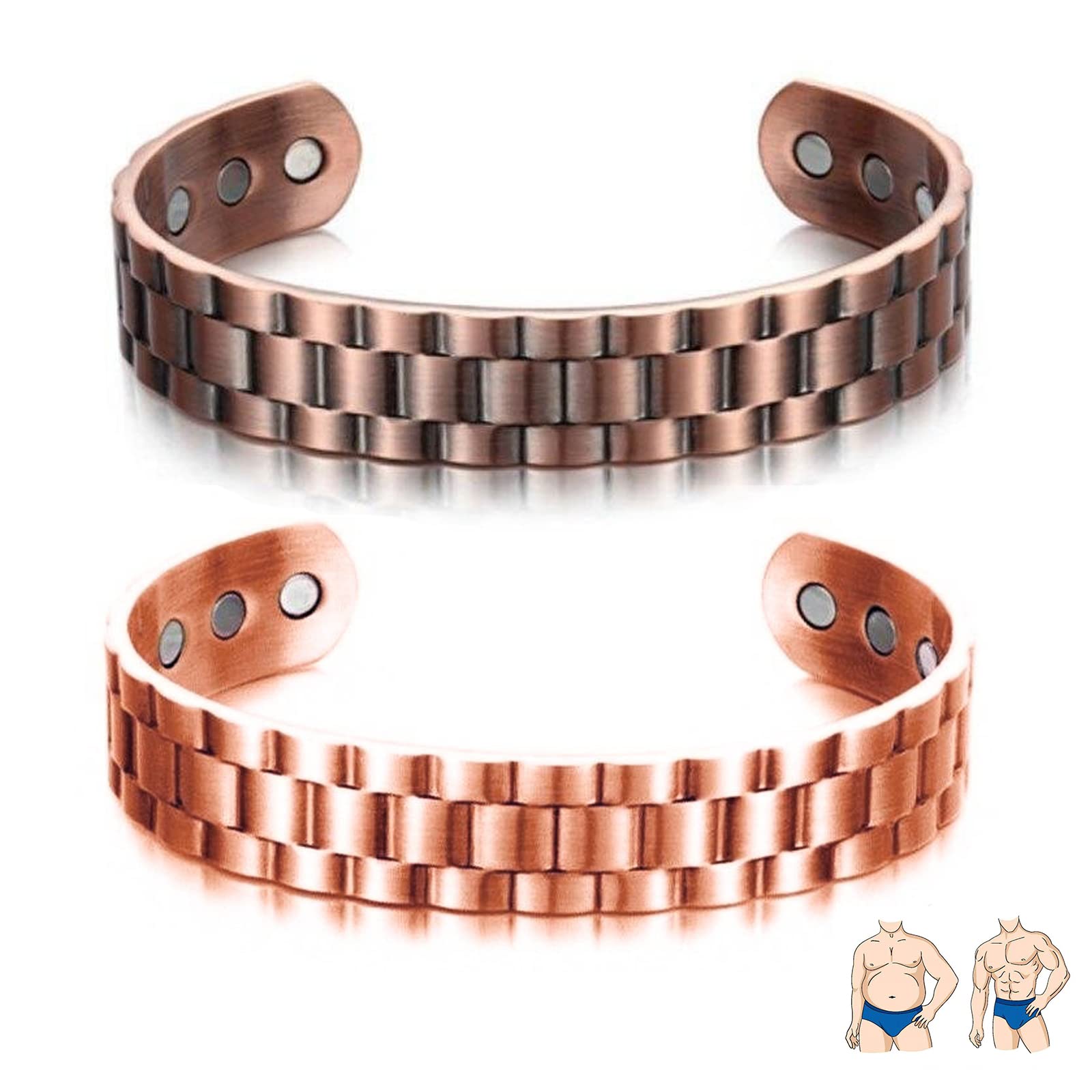 YANCHUN 2 Pcs Copperheal Sugardown Therapeutic Bracelets Therapeutic Copper Bracelet Adjustable Magnetic Therapy Bracelet Opening Bracelets for Women and Men, Zinc, other