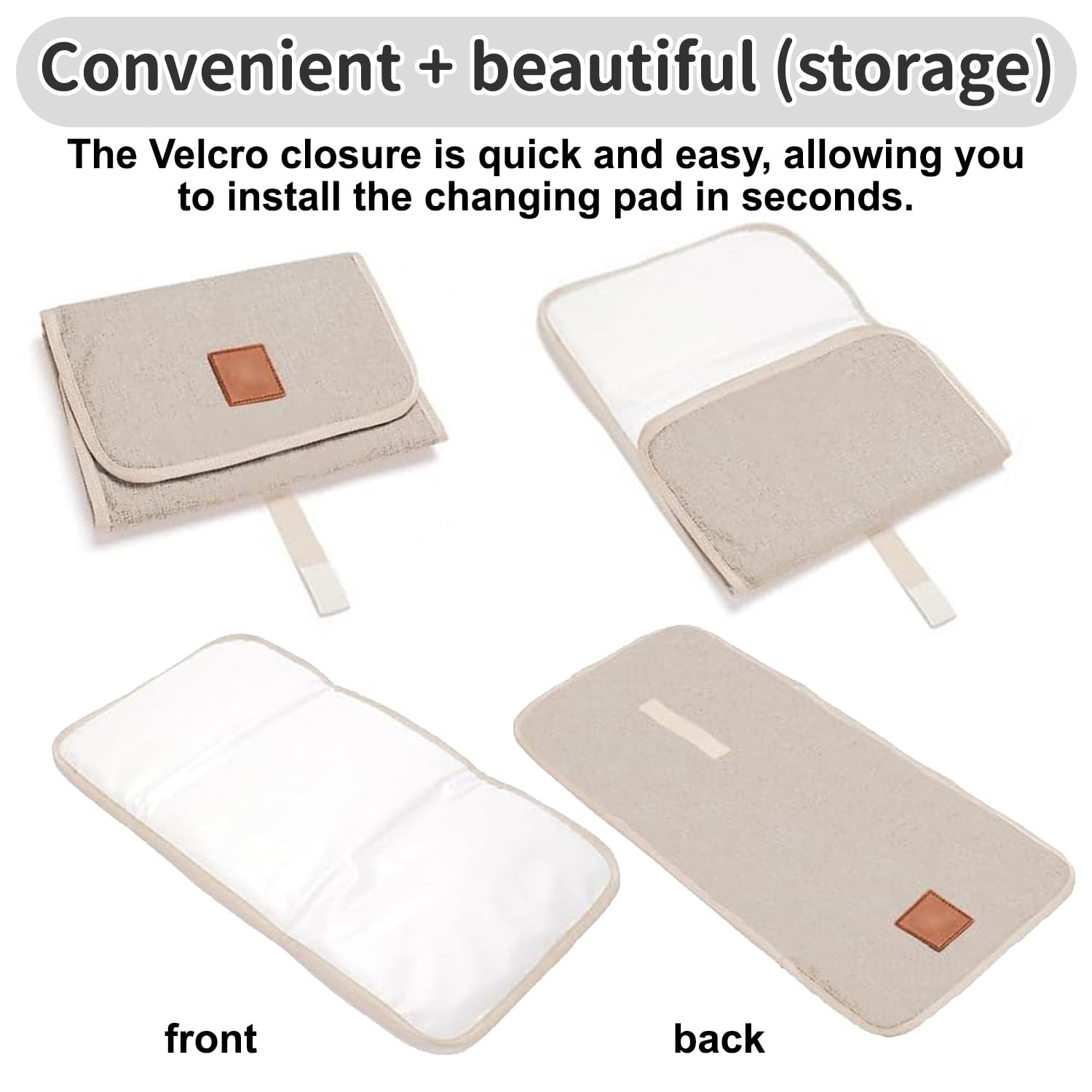 Portable Baby Changing Mat - Waterproof, Foldable, and Machine Washable for Easy Travel and Home Use (Ivory) - Image 3