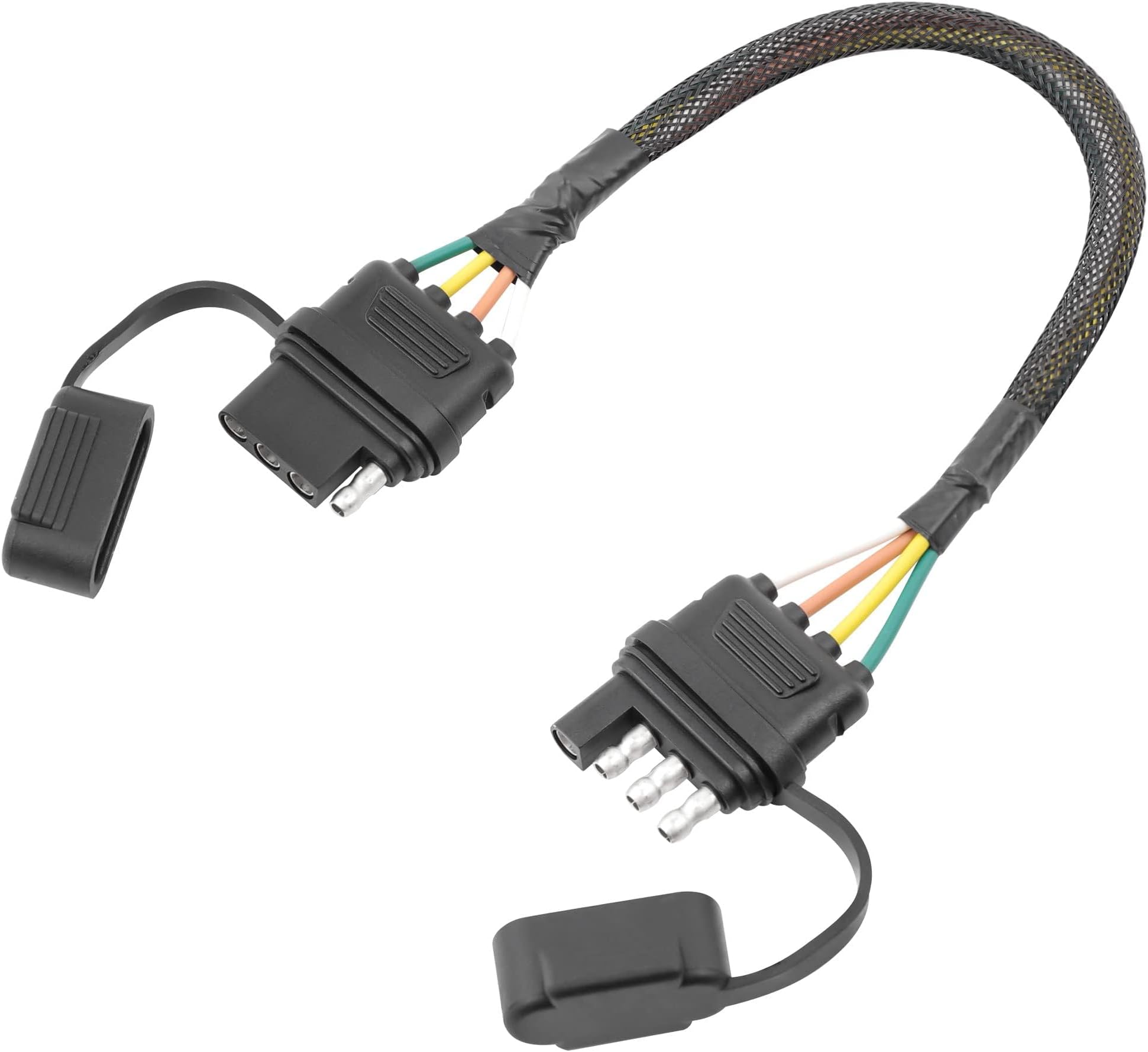 Trailer Wire Extension 4Way Flat Trailer End Connector with Male & Female Plug 18