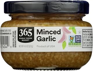 365 by Whole Foods Market Minced Garlic, 4.5 oz Jar - Convenient, Clean Ingredient Fresh Garlic for Easy Cooking