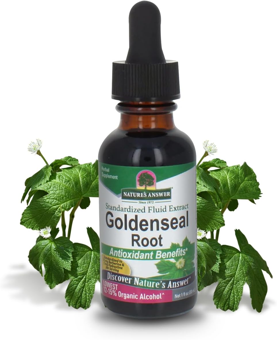Nature’s Answer Goldenseal Root with Organic Alcohol 1 Fluid Ounce | Promotes Overall Wellness | Immune Support | Gluten-Free | Single Count