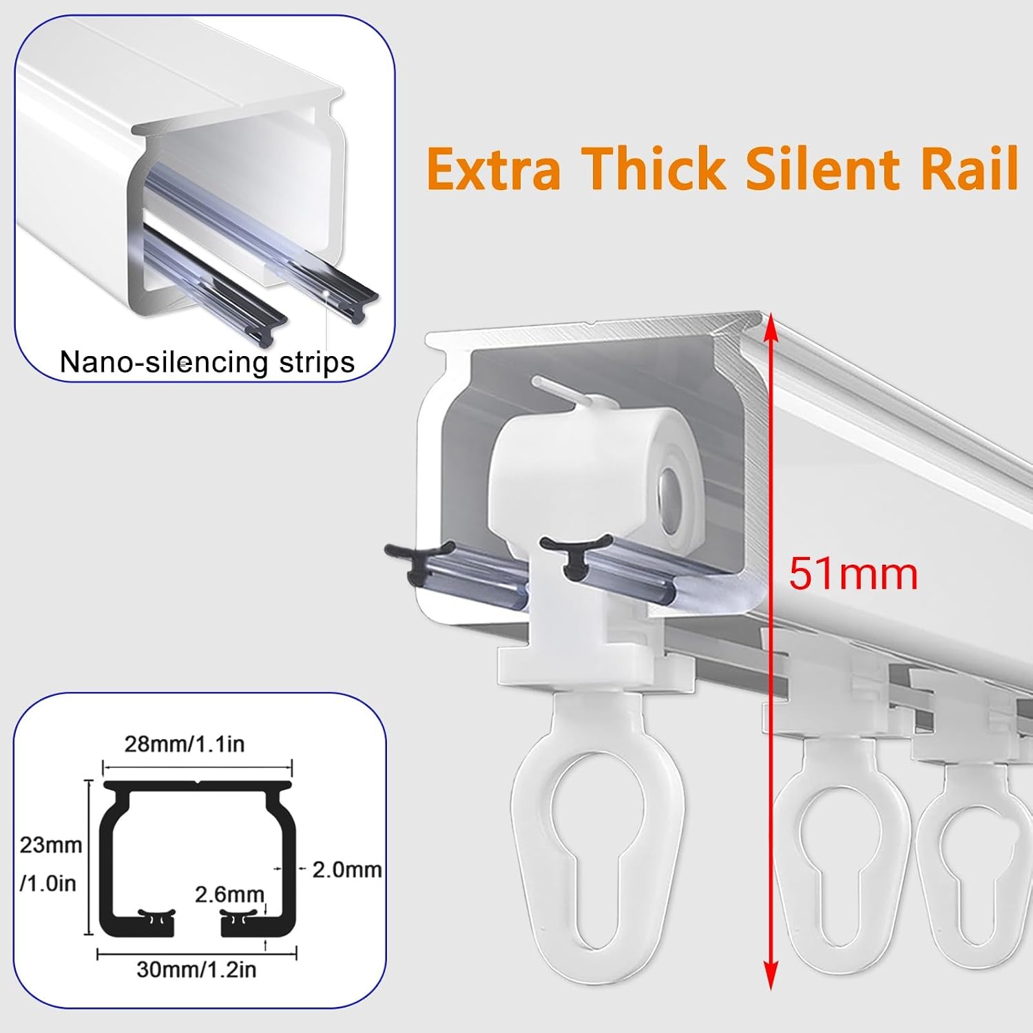1.6ft-19.7ft Ripplefold Curtain Track Kit, Aluminum Ceiling-Mounted Drapery System for Room Dividers, Office, Living Room, and Bedroom (12.5ft, 145mm)