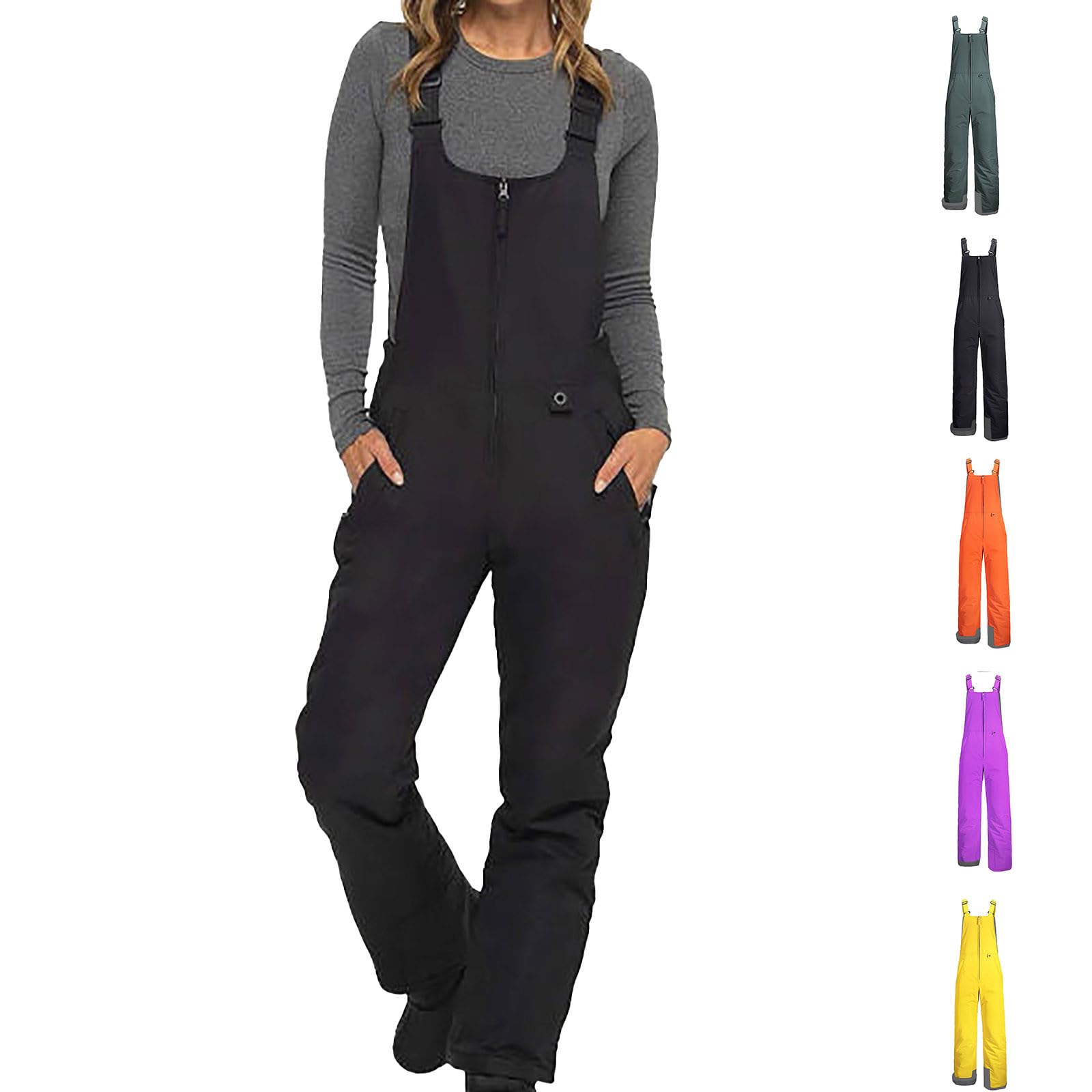 Damen Skihose Latzhose Schneehose Gefüttert Softshellhose Hosenträgerhose Overall mit Verstellbarer Latzhose Outdoorhose Winddicht Wasserdicht Essentielle Isolierte Snowboardhose Warm Winter Ski Hosen