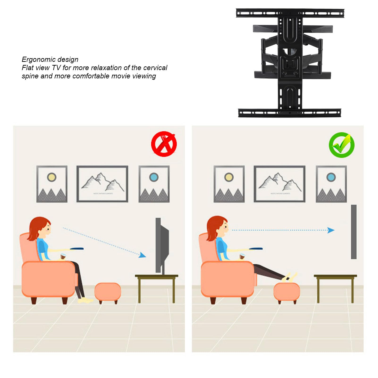 Soporte de Pared para TV de Movimiento Completo para Televisores de 40 a 80 Pulgadas de hasta 100 Libras, Soporte de Montaje en Pared, Soporte de TV Giratorio e Inclinable, para