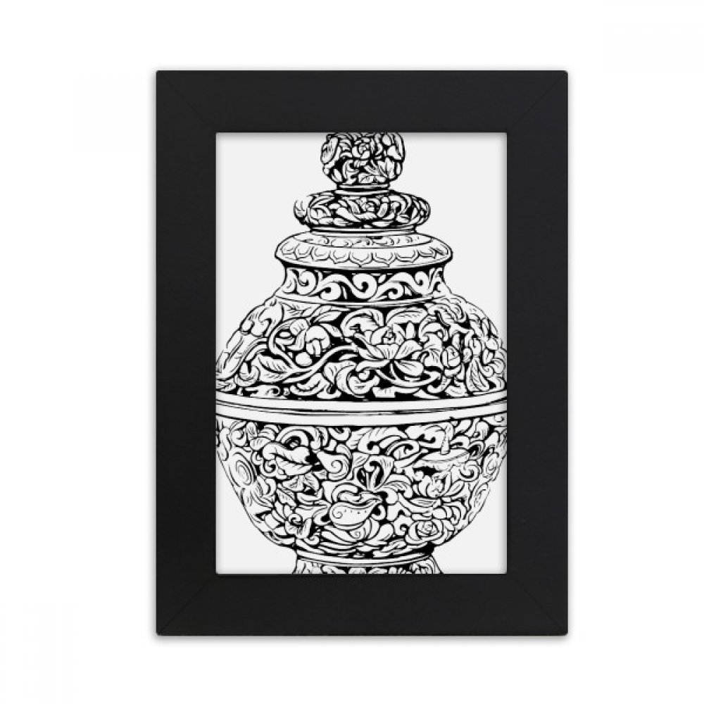 Cadre photo noir 10x15 cm style vase de la dynastie Qing pour art de bureau
