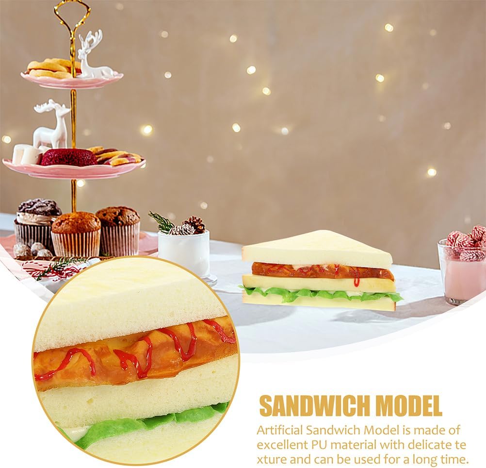 NOLITOY 6pcs Simulation Food Artificial Sandwich, Fake Food Bread Model Photography Prop for Home Kitchen Party Decoration, 5.50X4.52 Inch