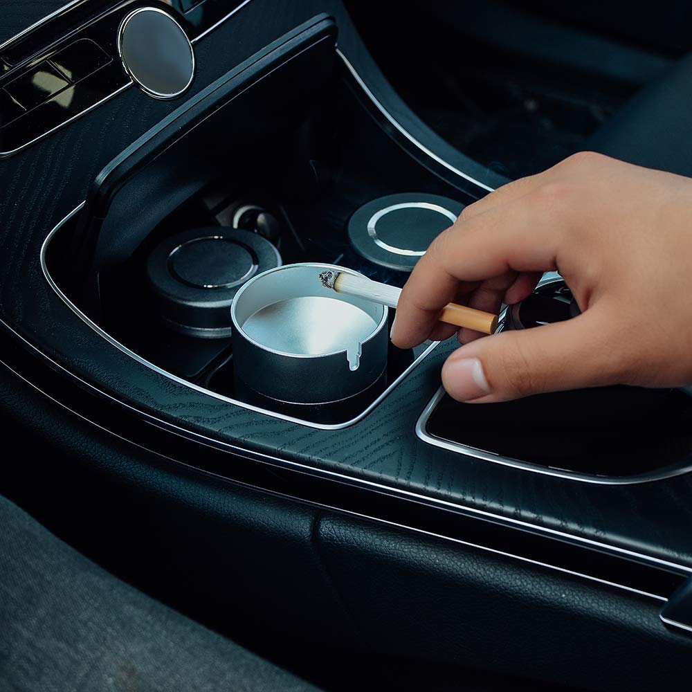 Cendrier Extérieur Résistant Avec 2 Fentes Larges - Anti-vent Et Anti-odeurs - Résine Portable Pour Voiture Ou Terrasse - Doré