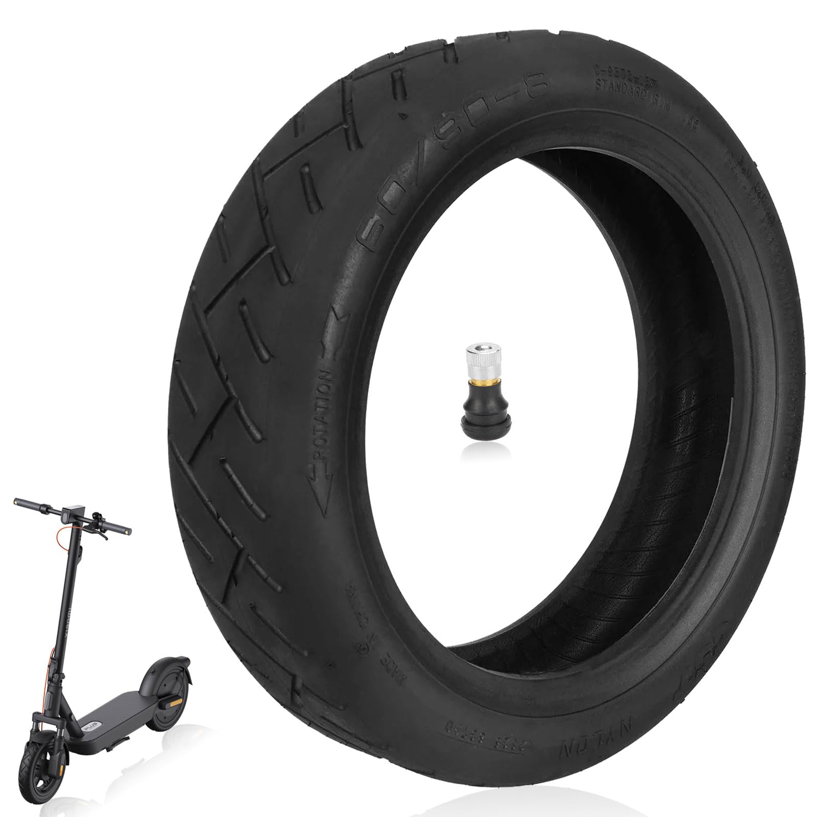 CST 60/90-8 Ersatzräder für Xiaomi 5 Plus/Xiaomi 6 Elektroroller 12 Zoll Reifen Tubeless Schlauchloser Verdickt Explosionsgeschützt Langlebig Sicher Ersatzreifen mit Ventil (1 Stk)