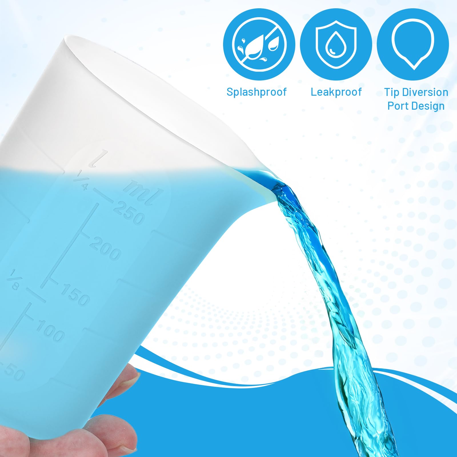 Misurino in Silicone 250ml, 4 Pezzi Misurino Graduato Silicone, Bicchiere Dosatore in Resina Epossidica, Tazze di Miscelazione Antiaderenti, per Stampi Resina Epossidica, Pittura