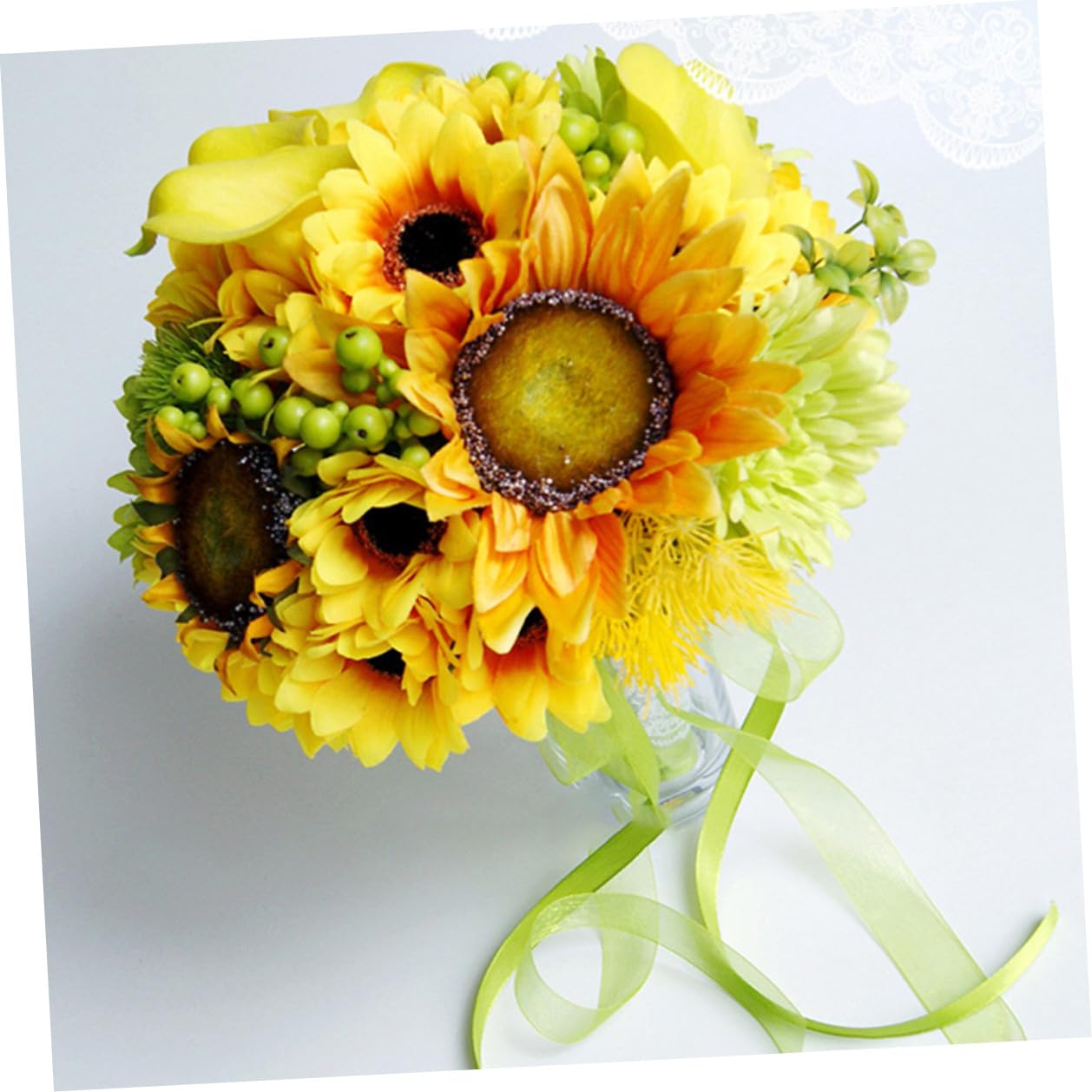 Homoyoyo Hochzeits Deko Satz Sonnenblumenstrauß Imitation Brautstrauß Langlebig Pflegeleicht Fotorequisite für Hochzeit Party