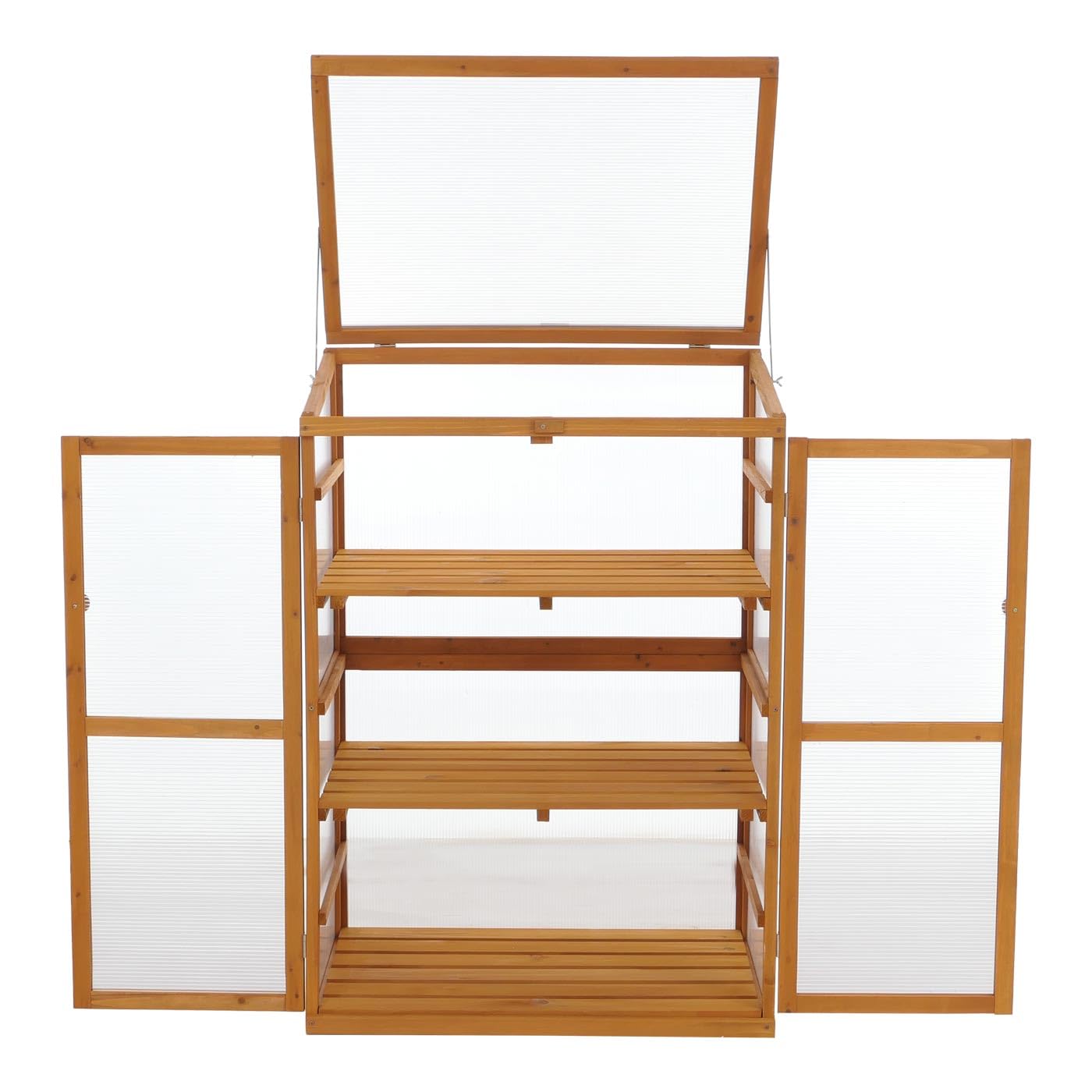 Mendler Gewächshaus HWC-Q13 110x76x57cm Holz - Natur | Treibhaus, Anzuchthaus, Frühbeet, Fenster, verstellbar FSC®-Zertifiziert