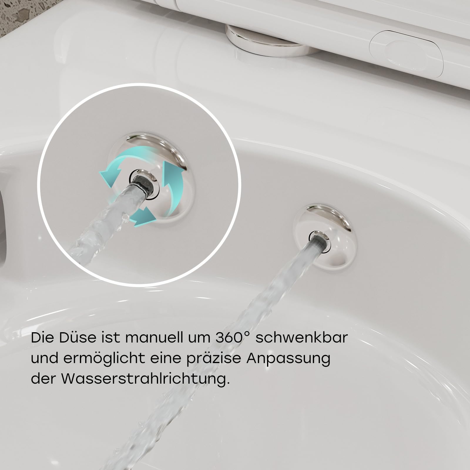 HOROW WC doccia con cassetta di risciacquo a incasso, set completo WC con elemento a parete anteriore con placca di comando, WC sospeso senza bordo con ugello integrato, WC doccia con rivestimento