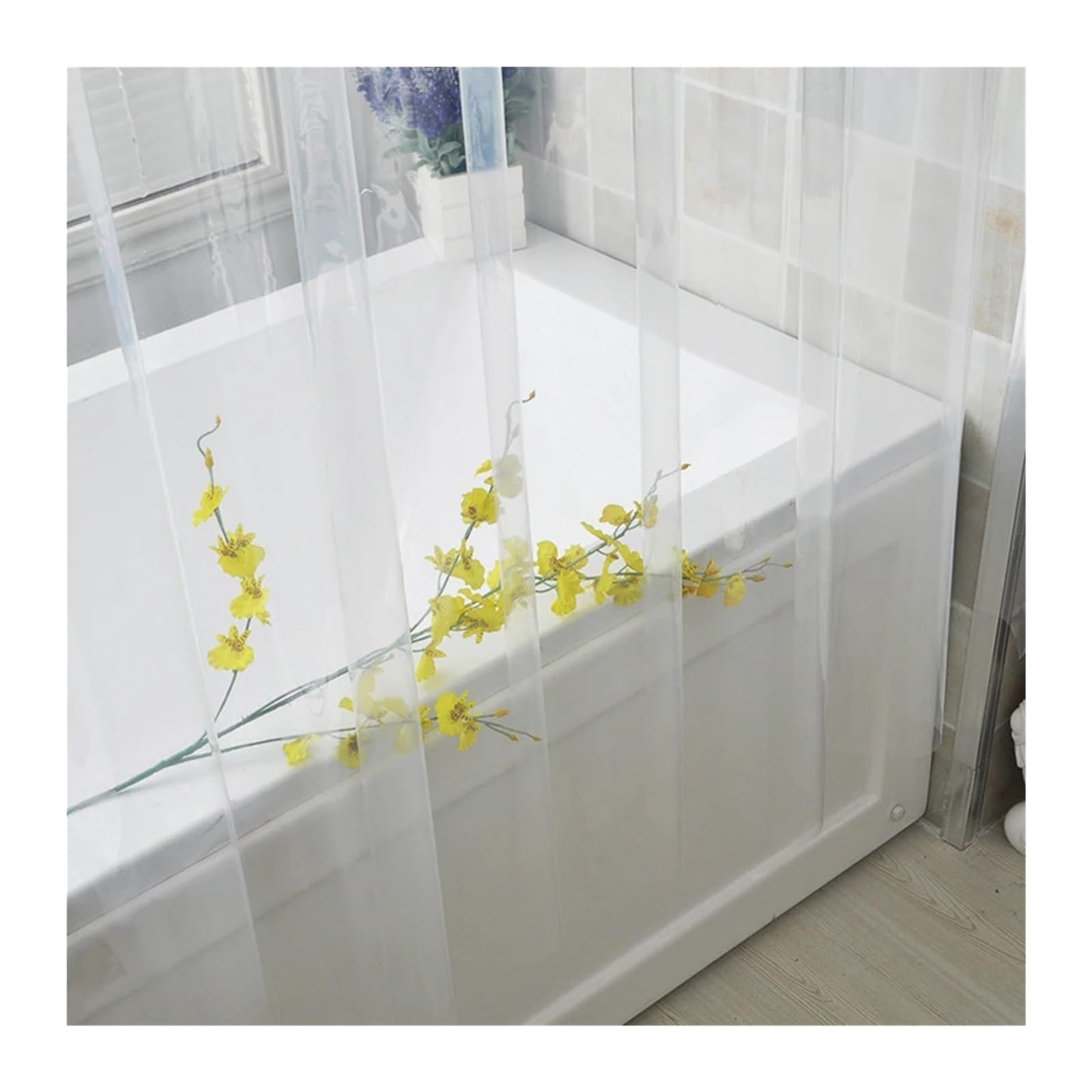 Cortina De Ducha Cortina de Ducha Transparente Impermeable, Revestimiento de Cortinas de baño PEVA Blanco Claro for baño, hogar, Hotel con Ganchos Gratis