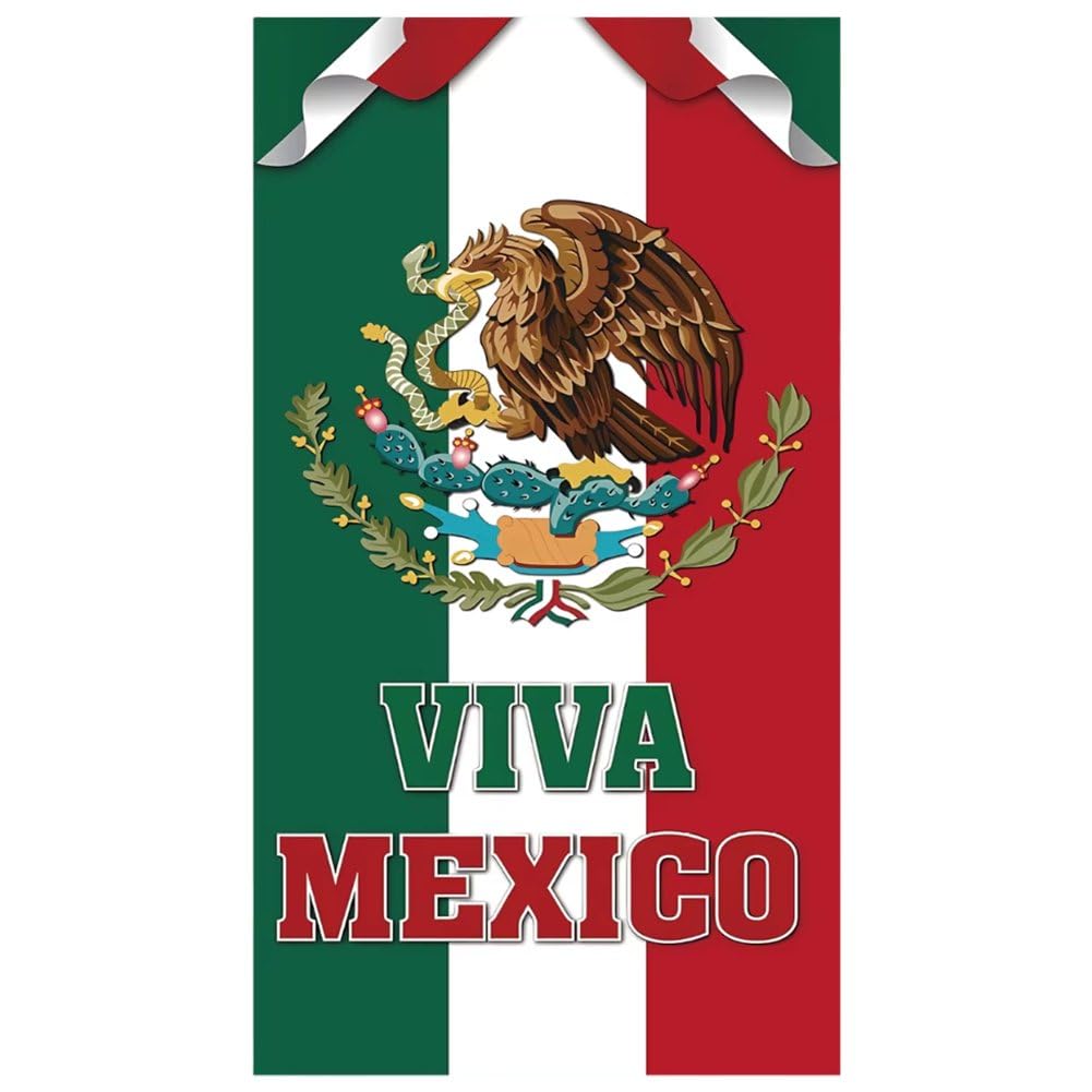 Sslvya Viva Mexico Independence Day Decorations Mexican Door Cover Sign Viva Mexico Banner Independence Day Decorations for for Home Party