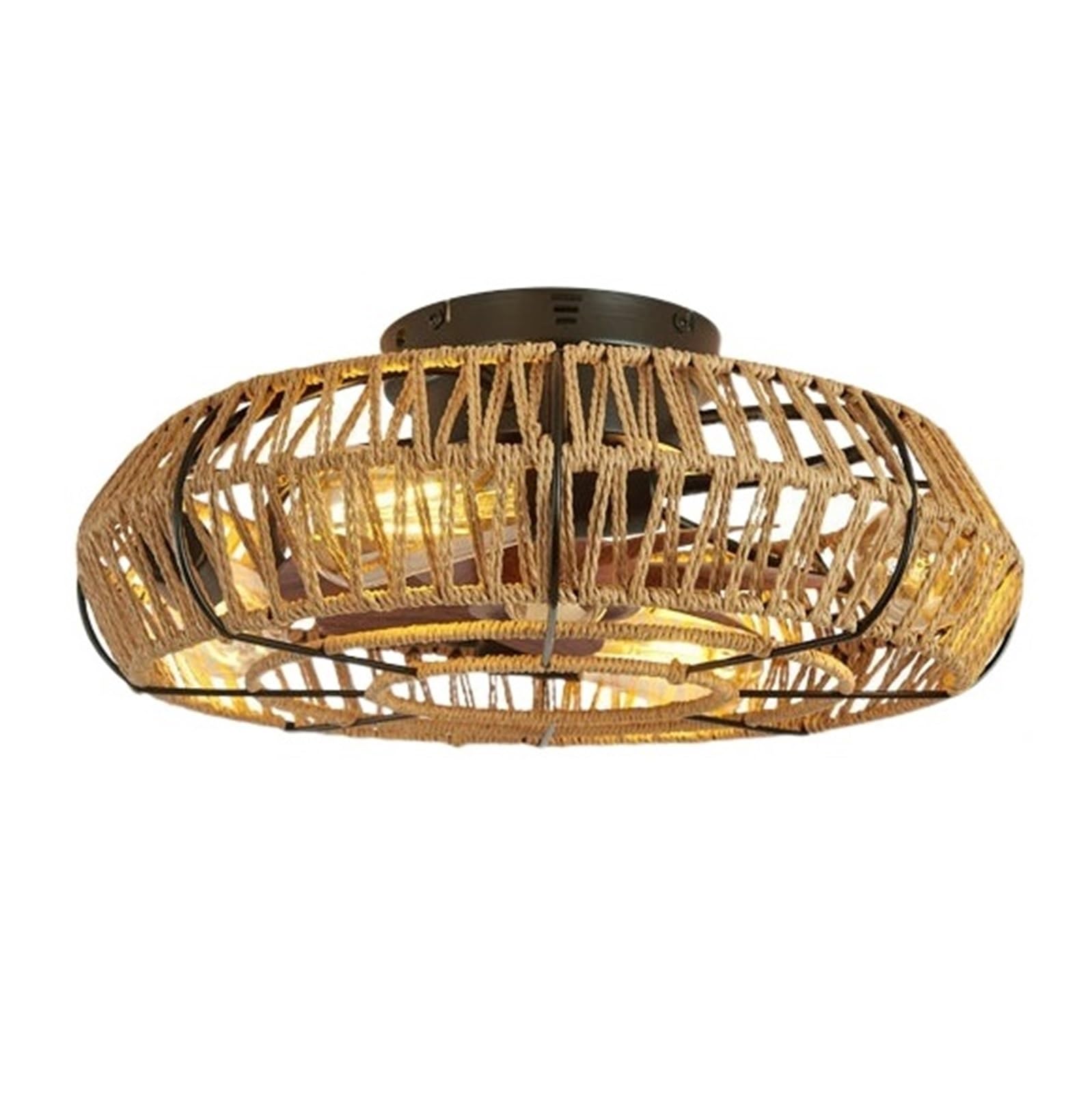 TRDEWR American Retro Fan Light APP Remote Control Dining Room Living Room Bedroom Ceiling Light Hemp Rope Ceiling Fan Light Good Light and Shadow Effects(Model 1)