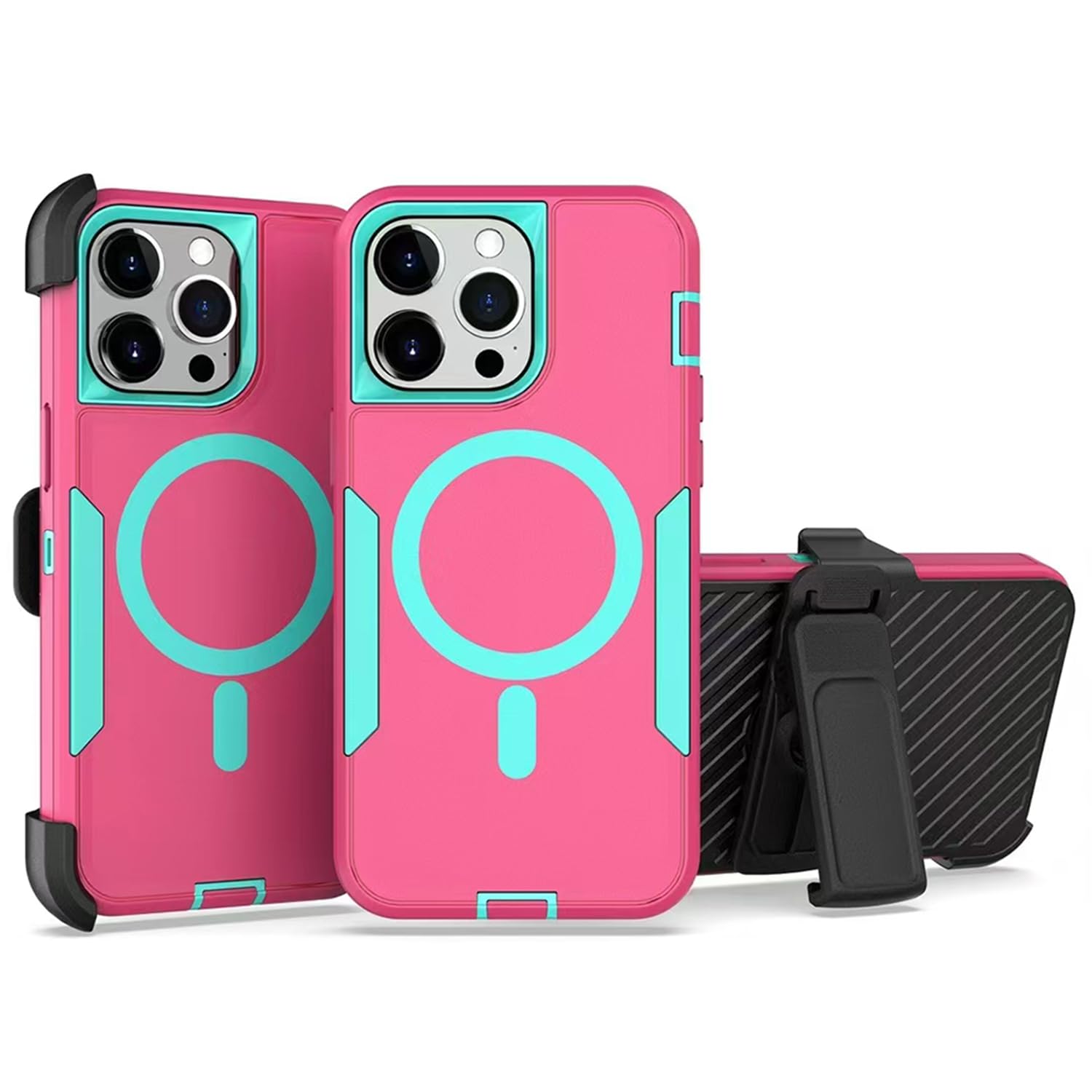 showdd Designed for iPhone 16 Plus Case,Magnetic,Double Protection,Tough Durable,Compatible with MagSafe,Detachable Back Clip,Dustproof,No Fading,No