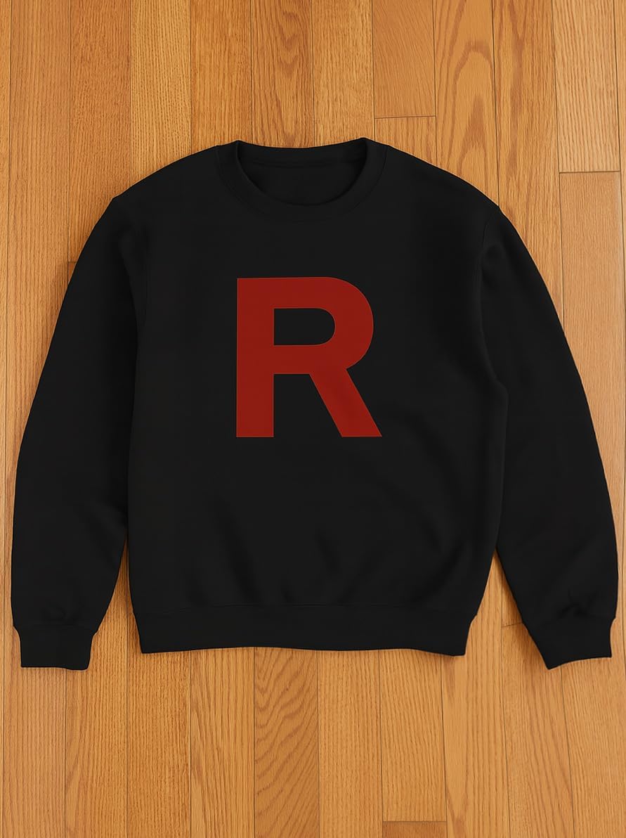 Tstars Women's Team Rocket Sweatshirt - Anime R Logo Shirt for Halloween or Group Themed Outfit
