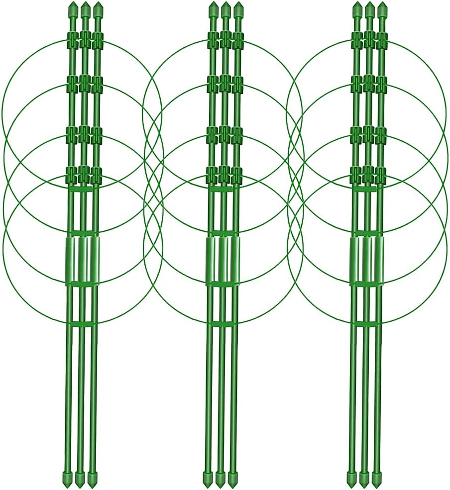 ZERIRA 3 Pack Plant Support Cages 34 Inches Plants Cages with 4 Adjustable Support Rings for Vegetables&Flowers&Fruit Grow Climbing Plants
