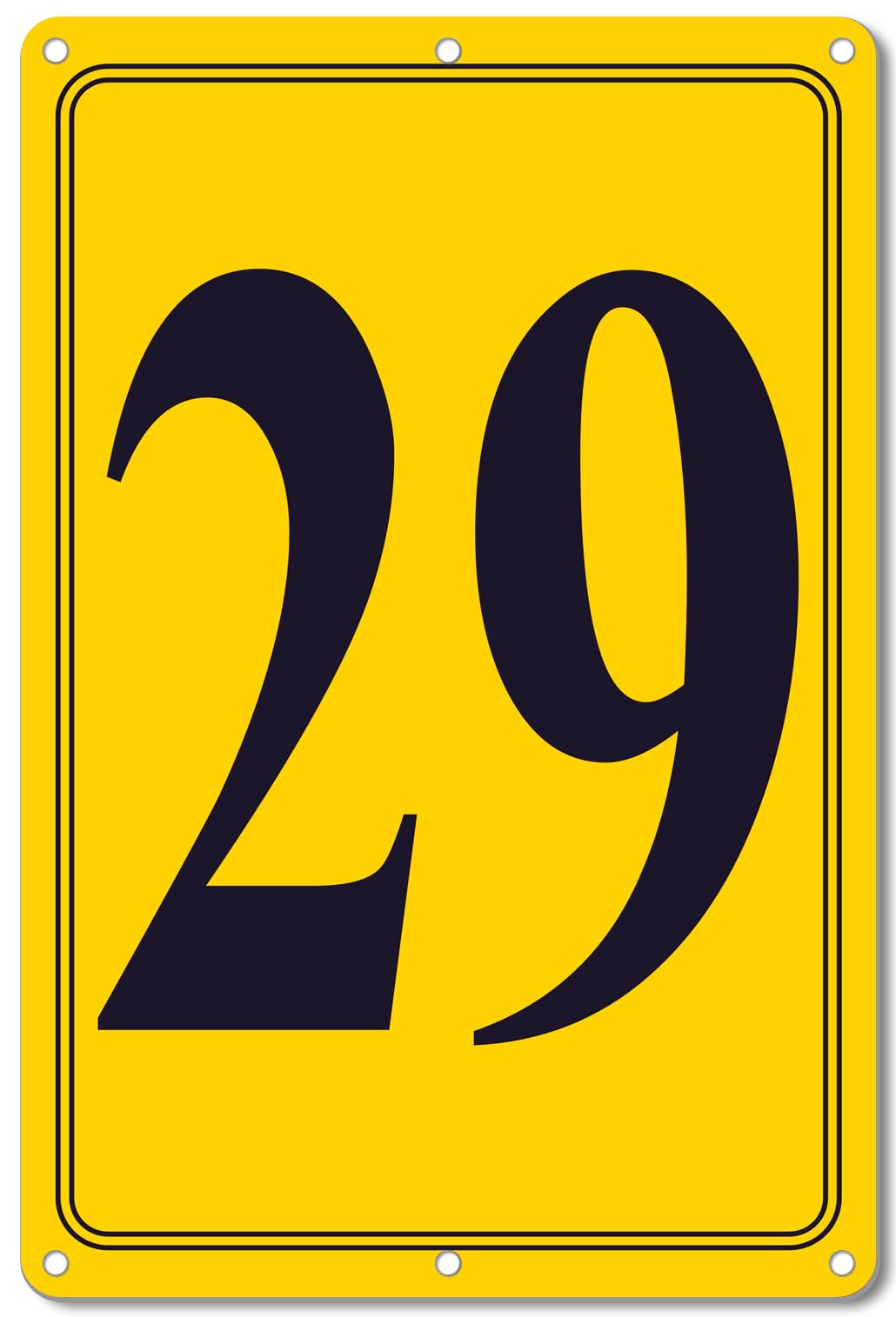 i-CowFun Premium Aluminum Number Signs 29, Metal 12" X 8" Yellow Numbered Signs Outdoor for Parking Lots, Floor, Dock, Court, Aisle, Field, High