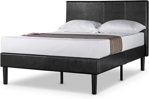 Miniatura 6 de Cama tapizada de plataforma Zinus Deluxe Faux Leather Cuero Marrón